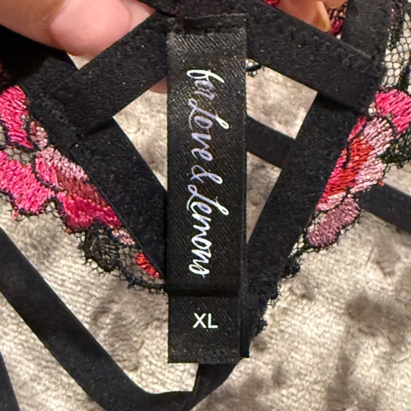 New! For Love and Lemons Rosy Luella Lace floral dot Panty black 31292 - Picture 10 of 12